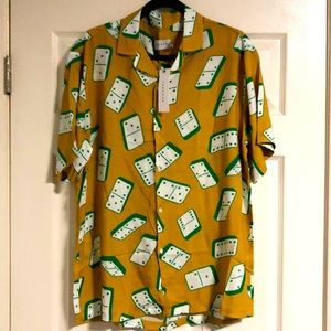 Topman viscose revere shirt in domino print